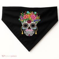 Dia De Los Muertos Day Of The Dead Sugar Skull Halloween USA-Made Doggie Bandana thumb 0