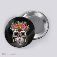 Dia De Los Muertos Day Of The Dead Sugar Skull Halloween Button thumb 0