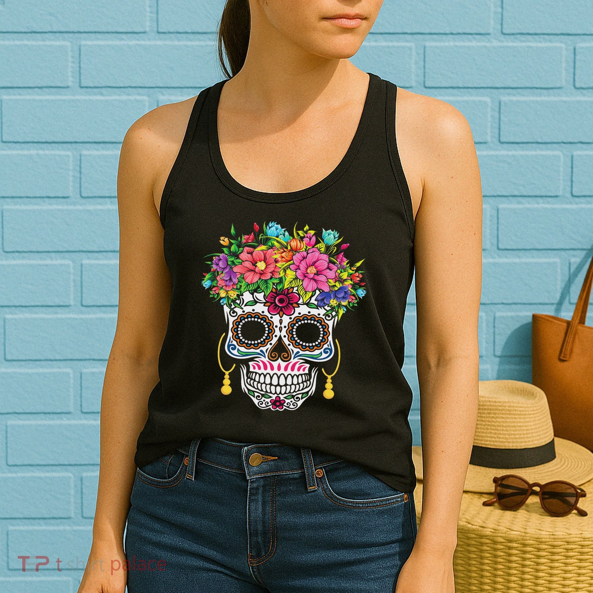 Dia De Los Muertos Day Of The Dead Sugar Skull Halloween Women's Tank Top