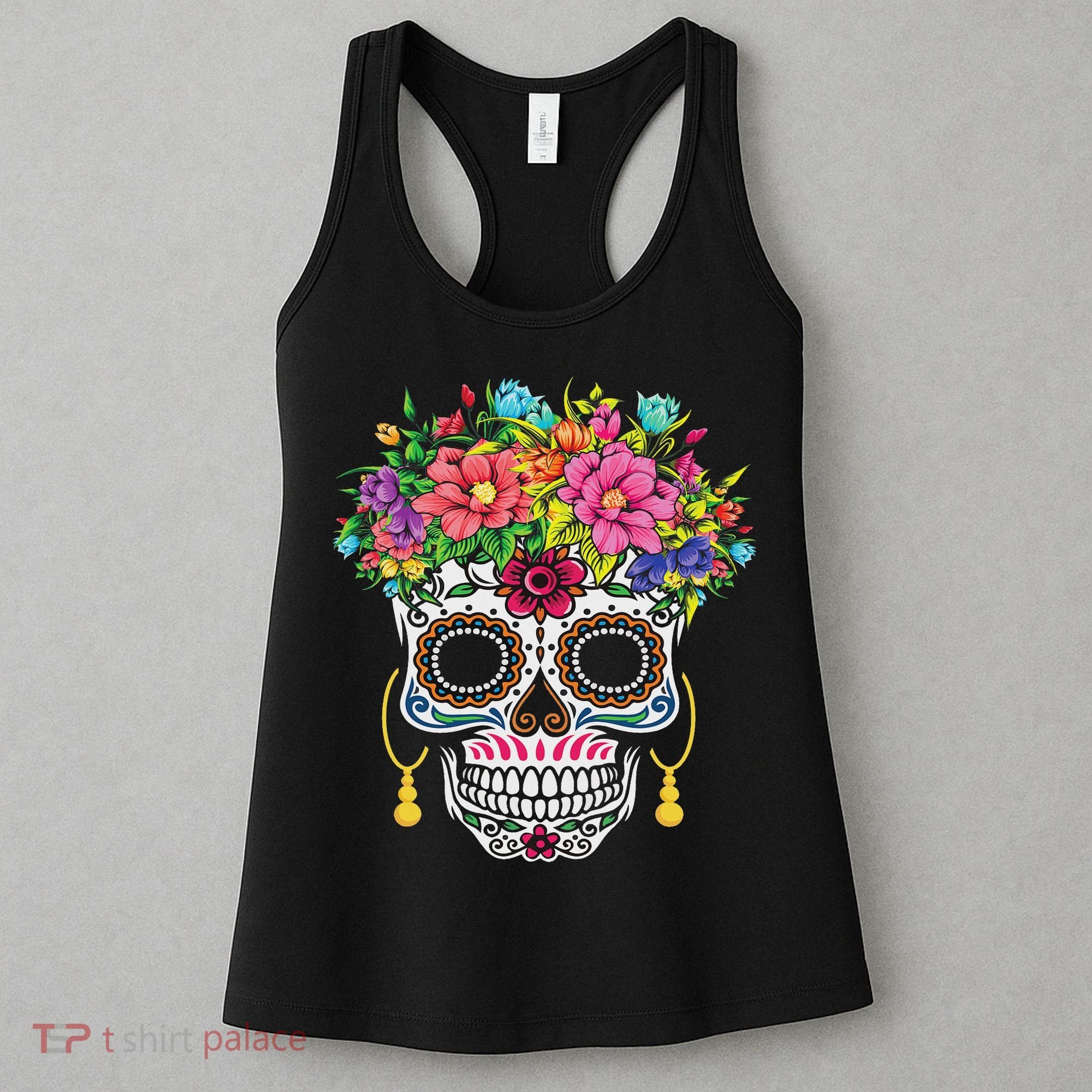 Dia De Los Muertos Day Of The Dead Sugar Skull Halloween Women's Tank Top