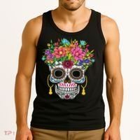 Dia De Los Muertos Day Of The Dead Sugar Skull Halloween Tank Top thumb 3