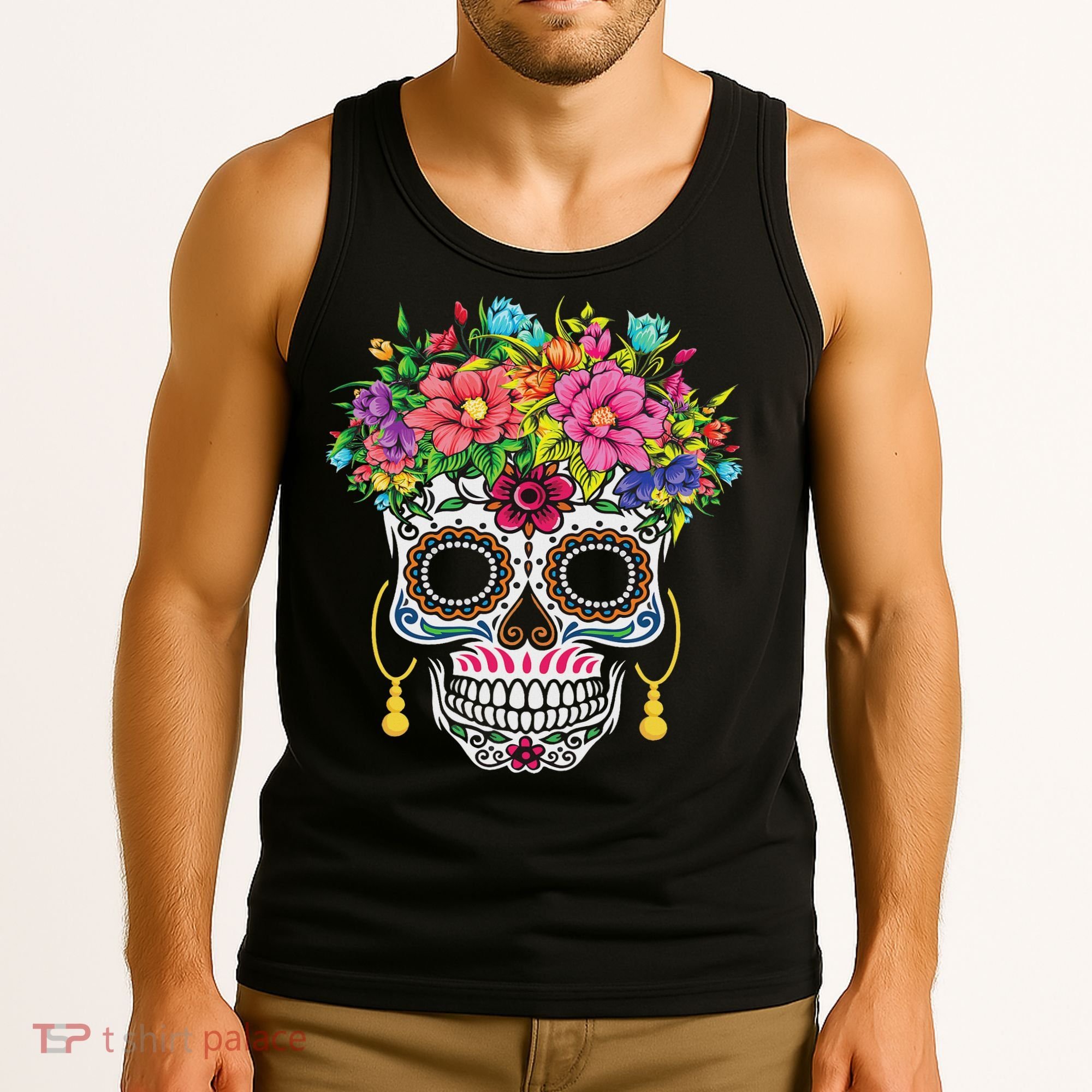 Dia De Los Muertos Day Of The Dead Sugar Skull Halloween Tank Top