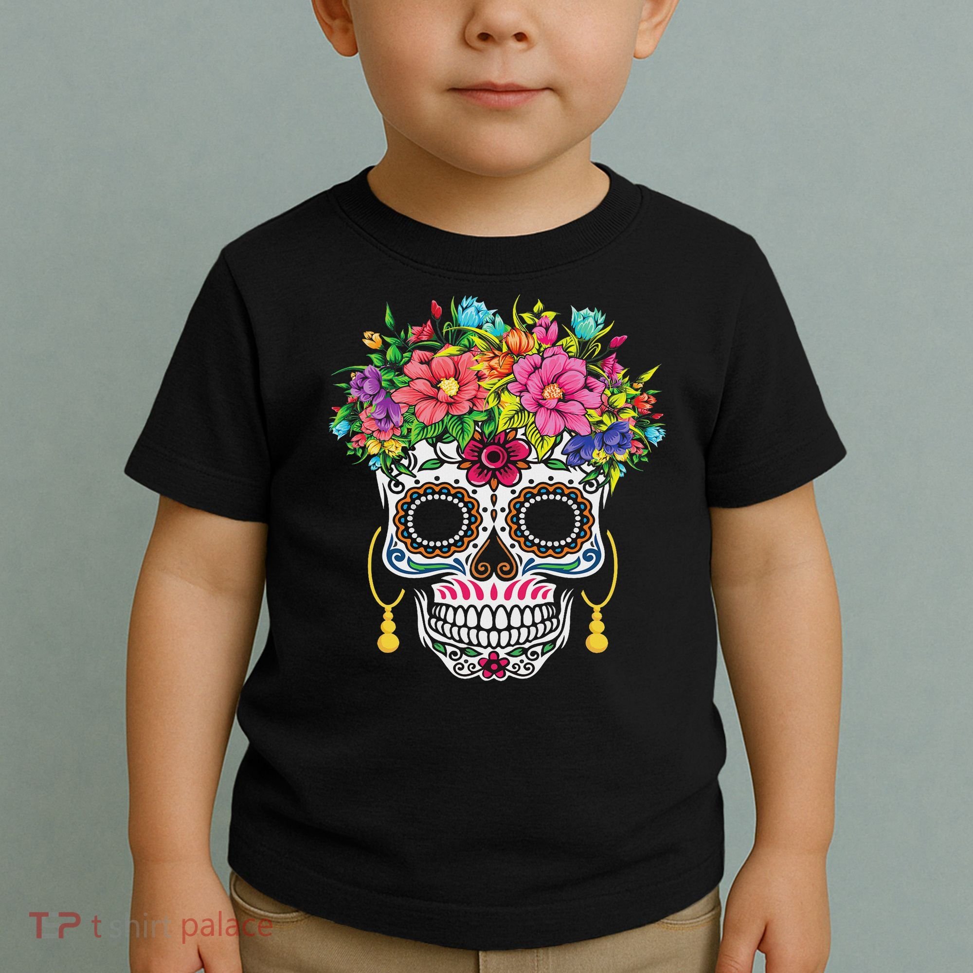 Dia De Los Muertos Day Of The Dead Sugar Skull Halloween Toddler T-Shirt