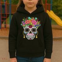 Dia De Los Muertos Day Of The Dead Sugar Skull Halloween Kids Hoodie thumb 3