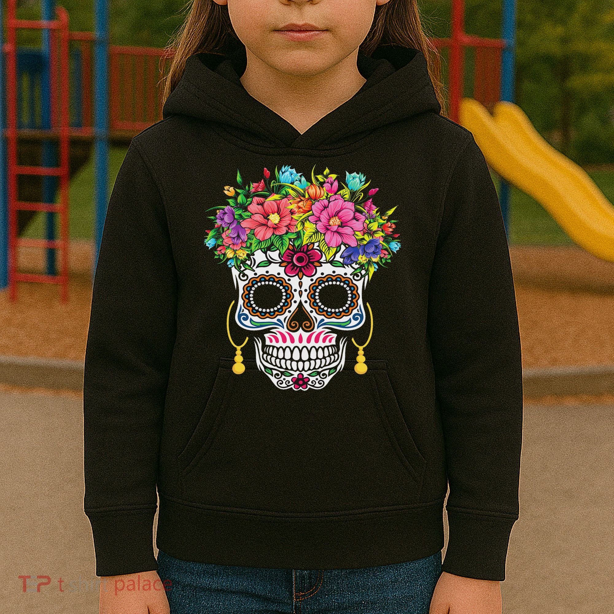 Dia De Los Muertos Day Of The Dead Sugar Skull Halloween Kids Hoodie