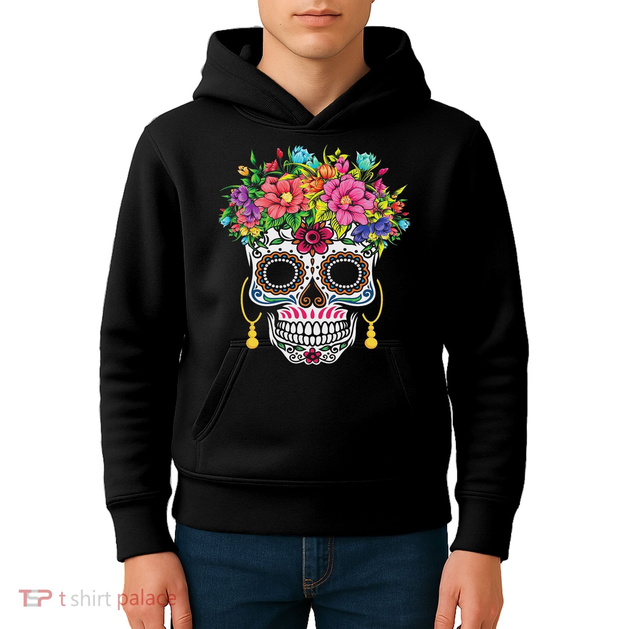 Dia De Los Muertos Day Of The Dead Sugar Skull Halloween Kids Hoodie