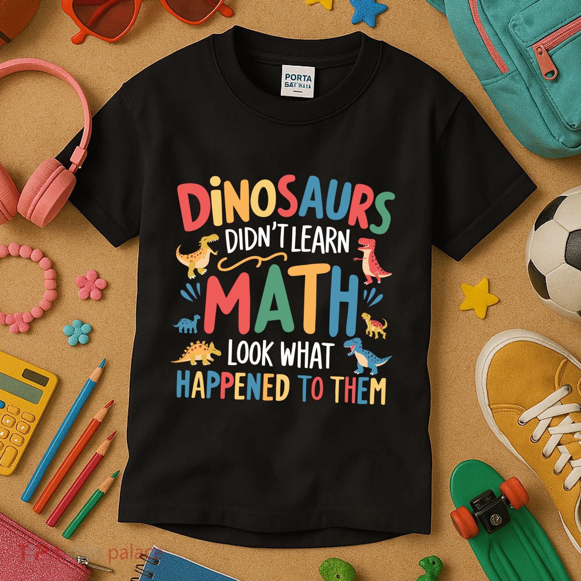Dinosaurs DidnT Learn Math Funny Mathematics Math Teacher Kids T-Shirt