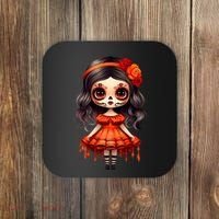 Dia De Los Muertos La Catrina Cute Skeleton Mexican Coaster thumb 0