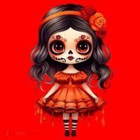 Dia De Los Muertos La Catrina Cute Skeleton Mexican Santa Hat thumb 1
