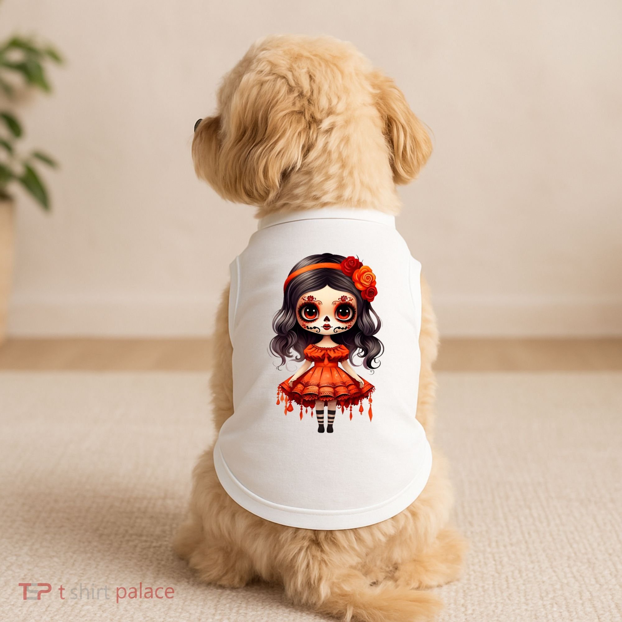 Dia De Los Muertos La Catrina Cute Skeleton Mexican Doggie Tank