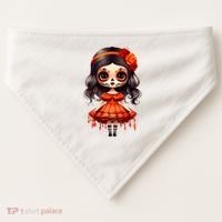 Dia De Los Muertos La Catrina Cute Skeleton Mexican USA-Made Doggie Bandana thumb 0