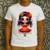 Dia De Los Muertos La Catrina Cute Skeleton Mexican T-Shirt thumb 3
