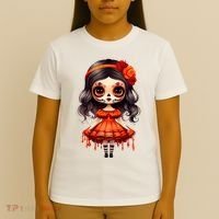 Dia De Los Muertos La Catrina Cute Skeleton Mexican T-Shirt thumb 4