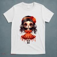 Dia De Los Muertos La Catrina Cute Skeleton Mexican T-Shirt thumb 5