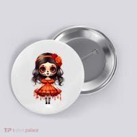 Dia De Los Muertos La Catrina Cute Skeleton Mexican Button thumb 0