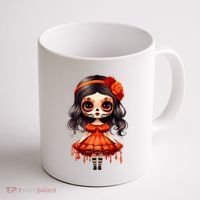 Dia De Los Muertos La Catrina Cute Skeleton Mexican Coffee Mug thumb 1