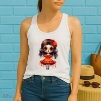 Dia De Los Muertos La Catrina Cute Skeleton Mexican Women's Tank Top thumb 2