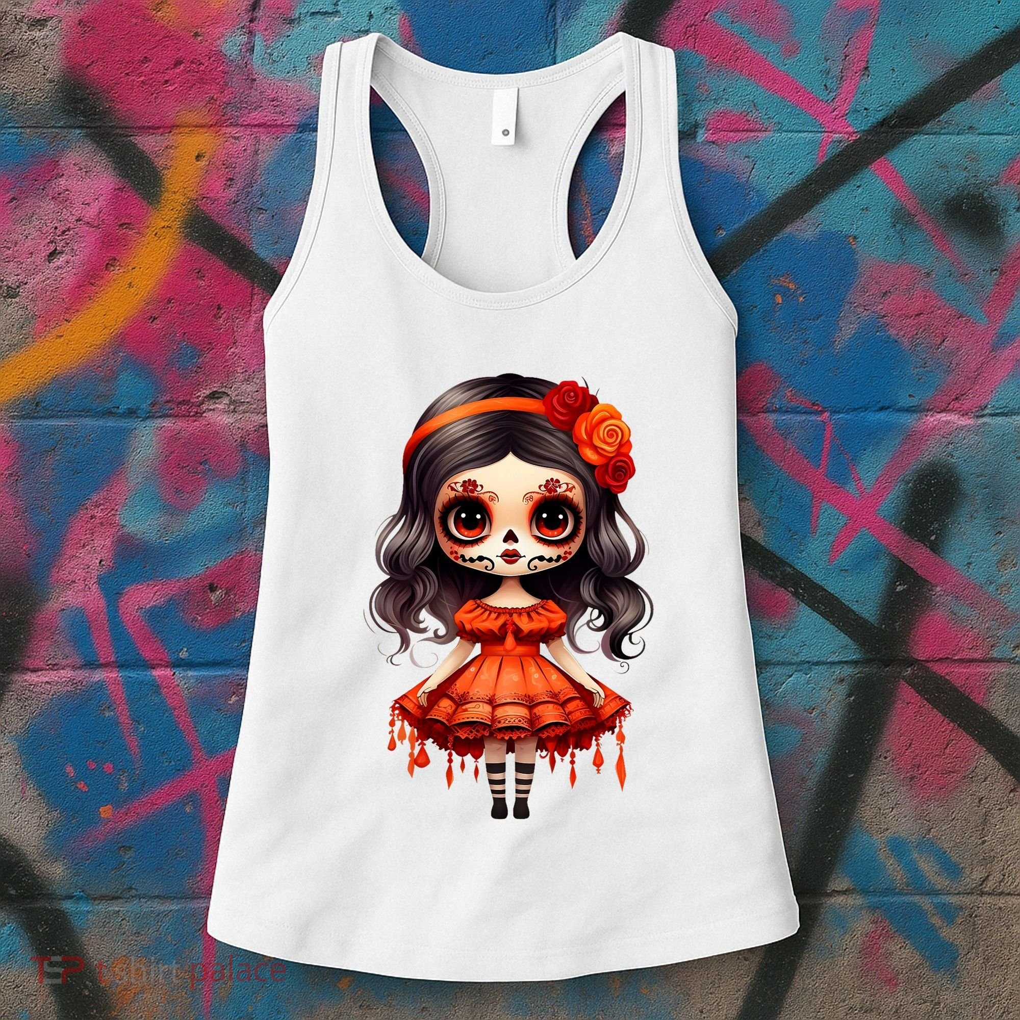 Dia De Los Muertos La Catrina Cute Skeleton Mexican Women's Tank Top