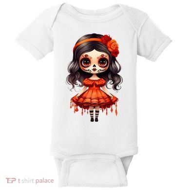 Dia De Los Muertos La Catrina Cute Skeleton Mexican Baby Bodysuit