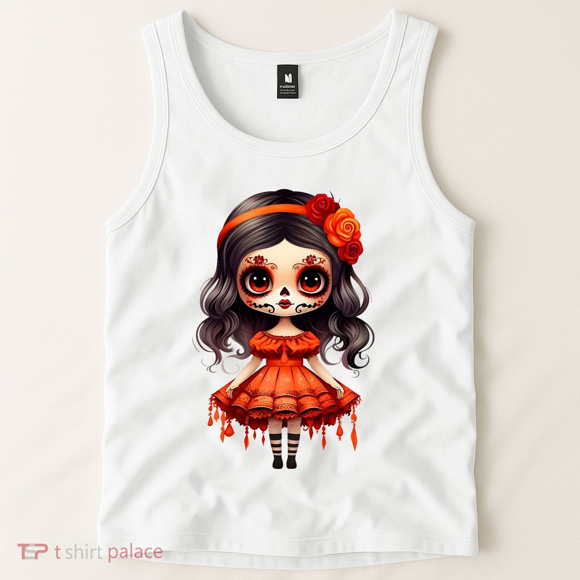 Dia De Los Muertos La Catrina Cute Skeleton Mexican Tank Top