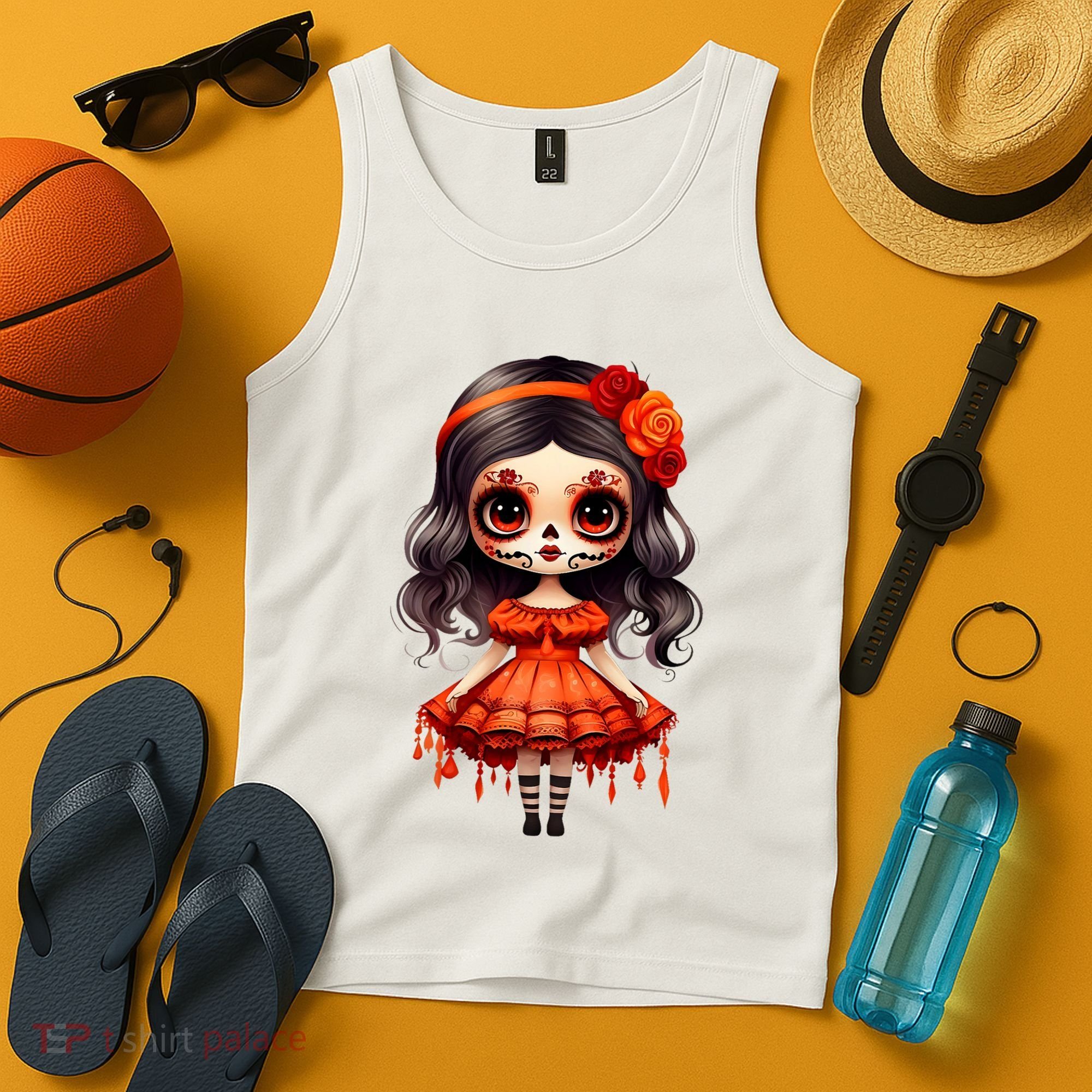 Dia De Los Muertos La Catrina Cute Skeleton Mexican Tank Top
