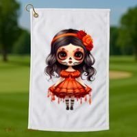 Dia De Los Muertos La Catrina Cute Skeleton Mexican Golf Towel thumb 1
