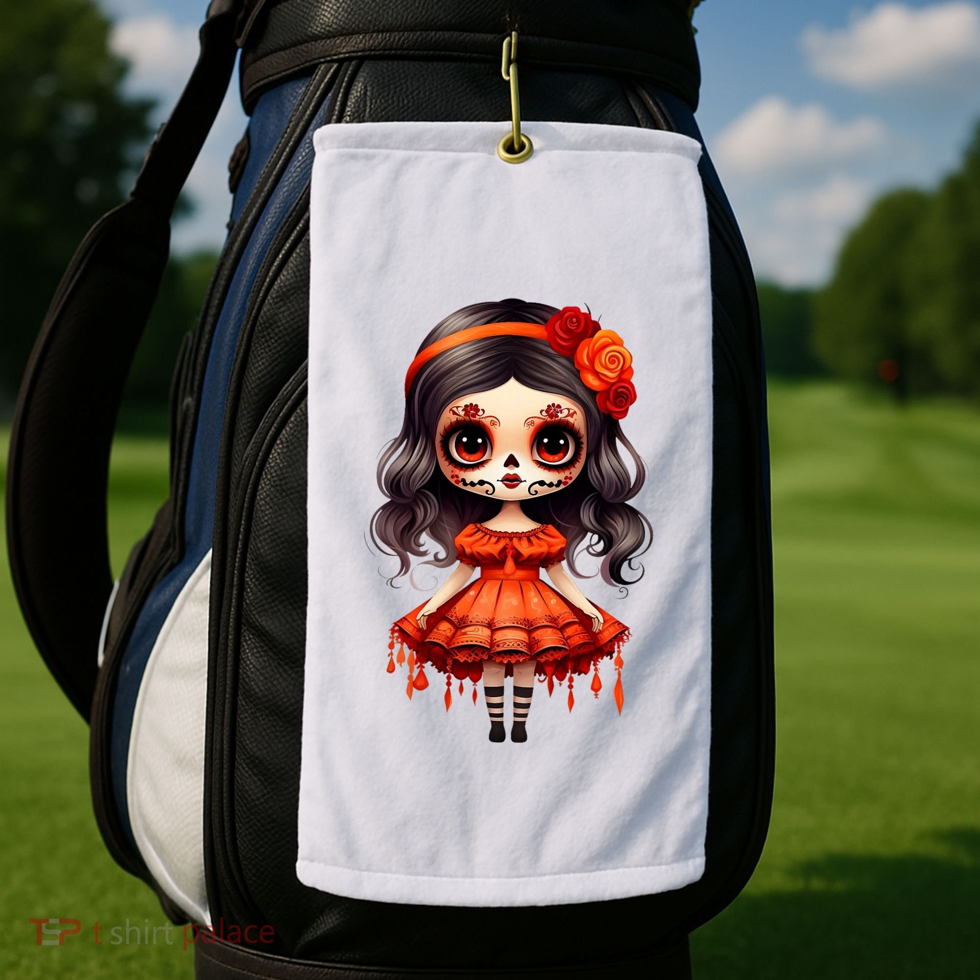 Dia De Los Muertos La Catrina Cute Skeleton Mexican Golf Towel