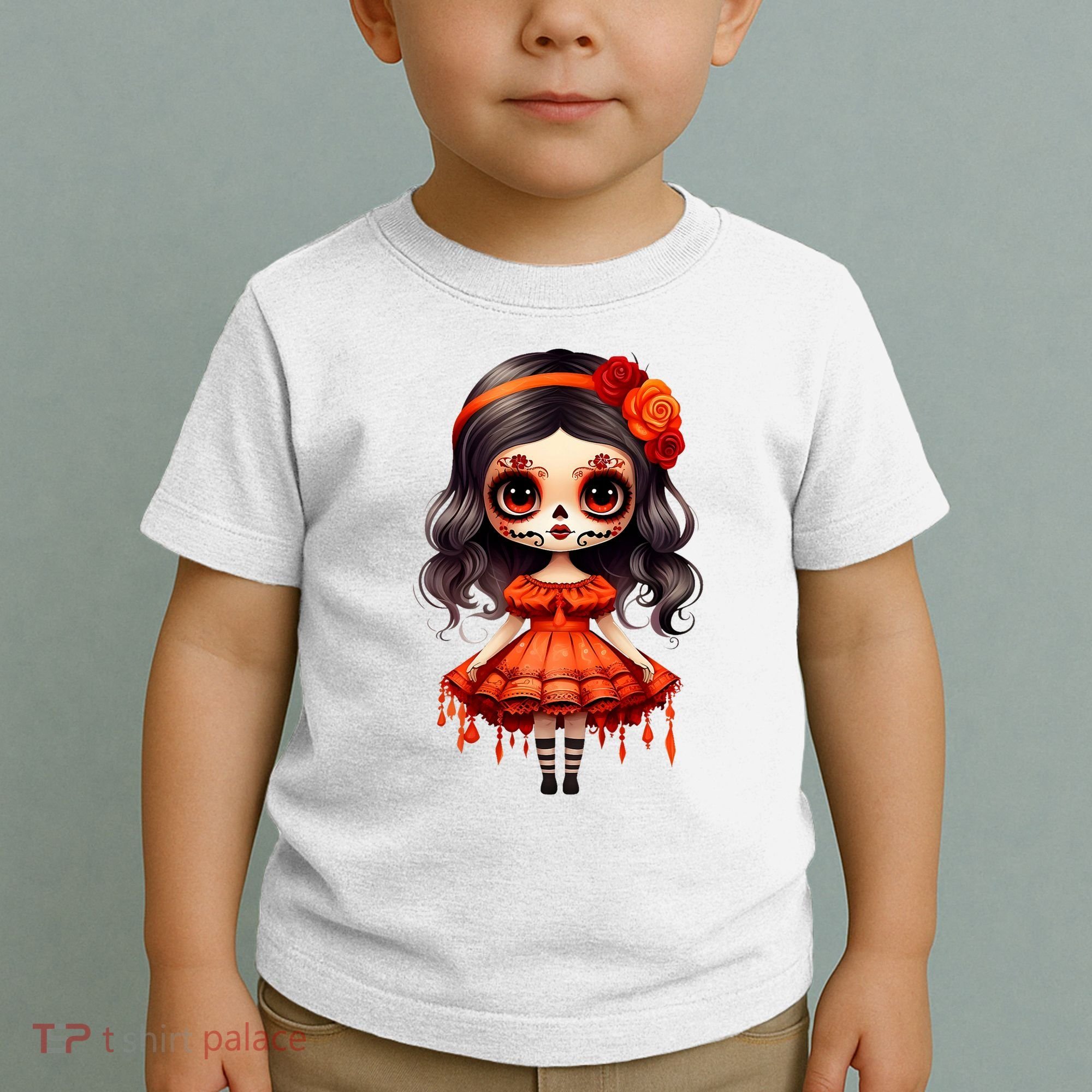 Dia De Los Muertos La Catrina Cute Skeleton Mexican Toddler T-Shirt
