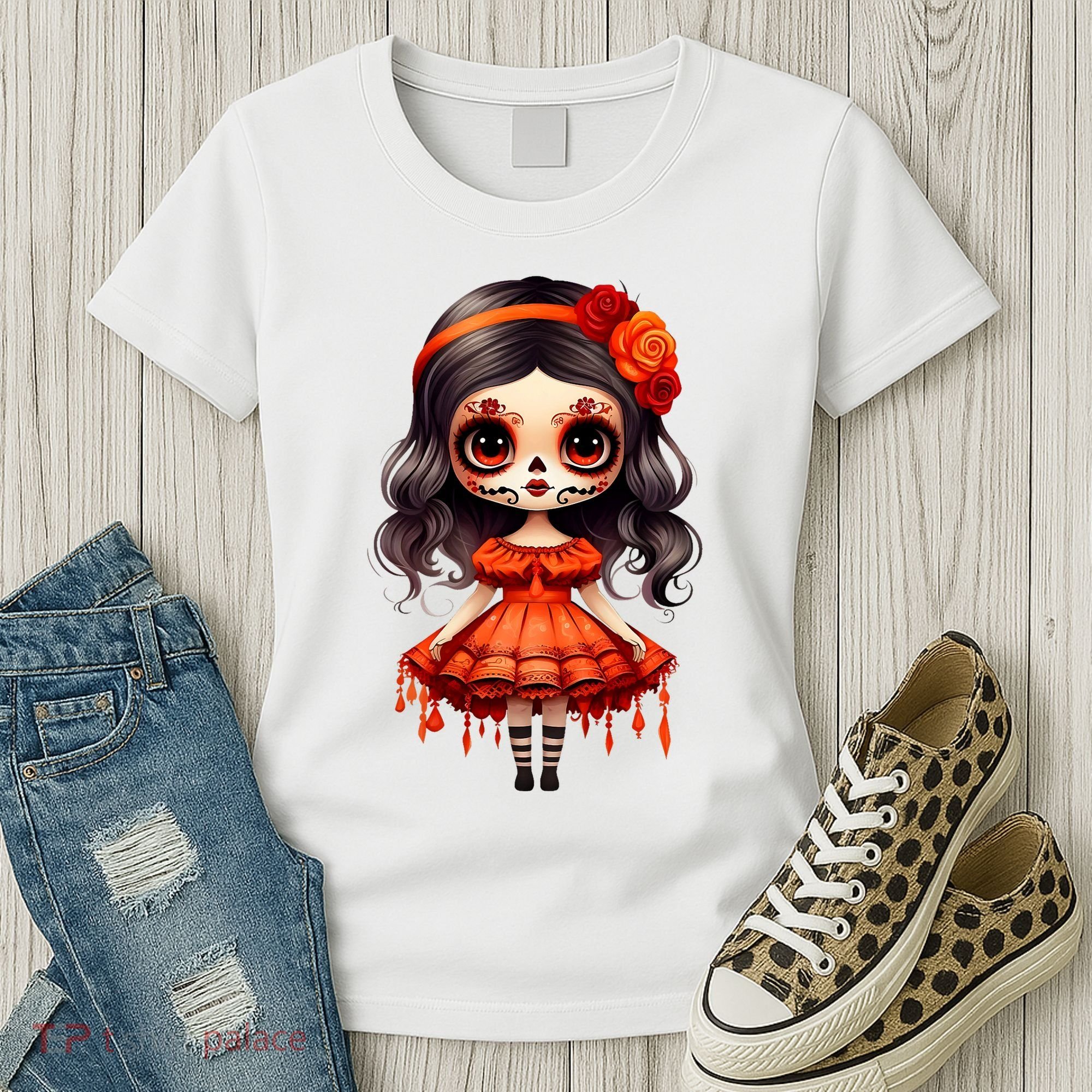Dia De Los Muertos La Catrina Cute Skeleton Mexican Women's T-Shirt
