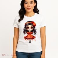 Dia De Los Muertos La Catrina Cute Skeleton Mexican Women's T-Shirt thumb 4