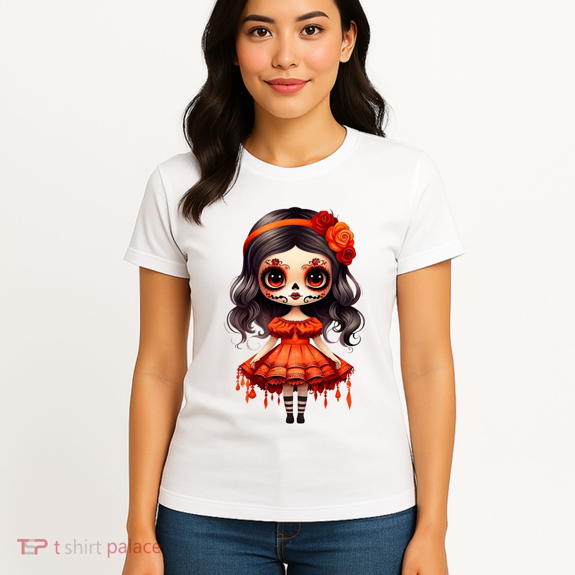 Dia De Los Muertos La Catrina Cute Skeleton Mexican Women's T-Shirt