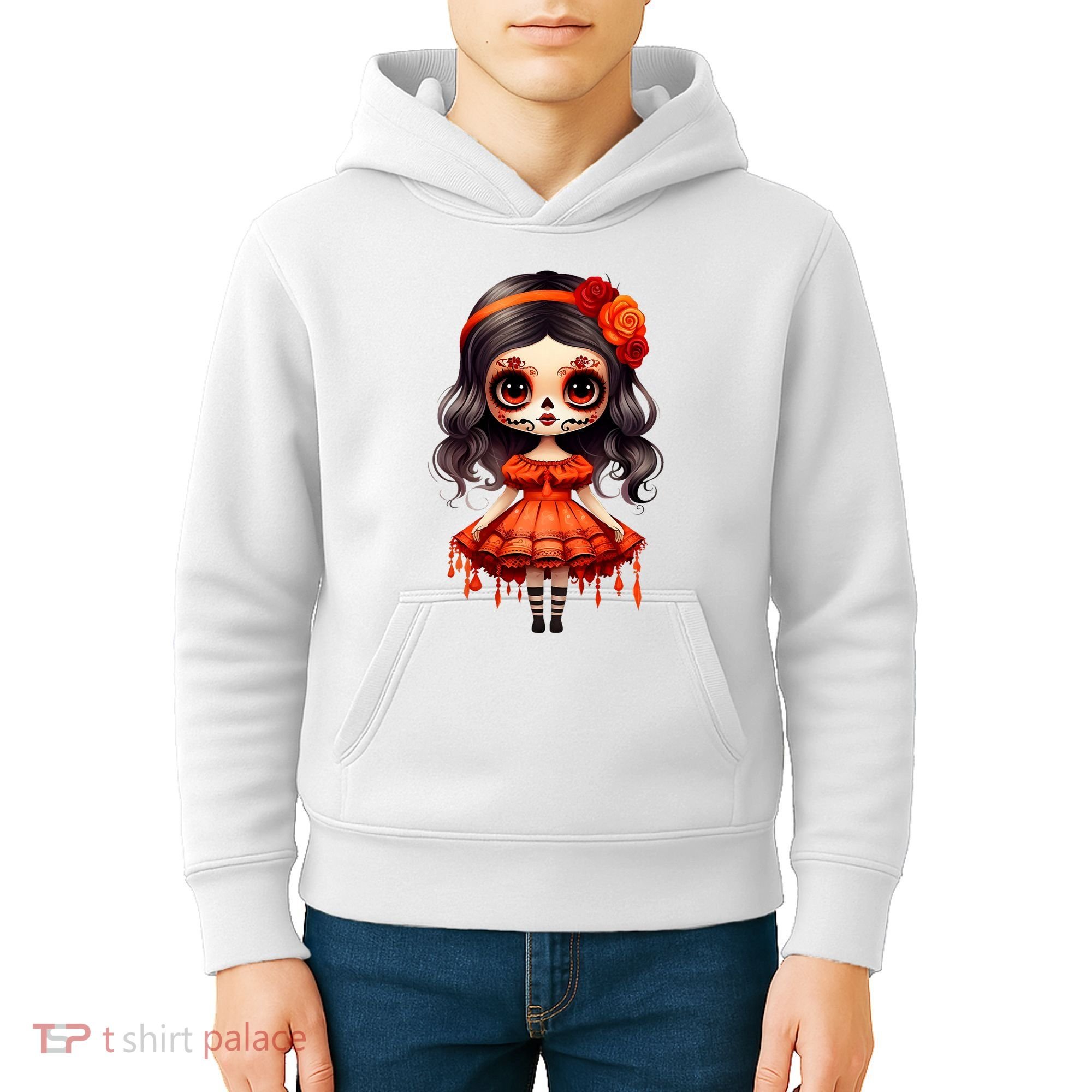 Dia De Los Muertos La Catrina Cute Skeleton Mexican Kids Hoodie