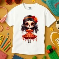 Dia De Los Muertos La Catrina Cute Skeleton Mexican Kids T-Shirt thumb 3