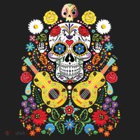 Dia De Los Muertos Day Of The Dead Sugar Skull Guitar Flower Tumbler thumb 3