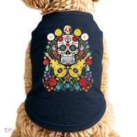 Dia De Los Muertos Day Of The Dead Sugar Skull Guitar Flower Doggie Tank thumb 0