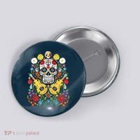 Dia De Los Muertos Day Of The Dead Sugar Skull Guitar Flower Button thumb 0