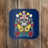 Dia De Los Muertos Day Of The Dead Sugar Skull Guitar Flower Coaster thumb 0