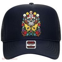 Dia De Los Muertos Day Of The Dead Sugar Skull Guitar Flower Hat thumb 0