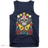 Dia De Los Muertos Day Of The Dead Sugar Skull Guitar Flower Tank Top thumb 0