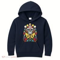 Dia De Los Muertos Day Of The Dead Sugar Skull Guitar Flower Kids Hoodie thumb 0