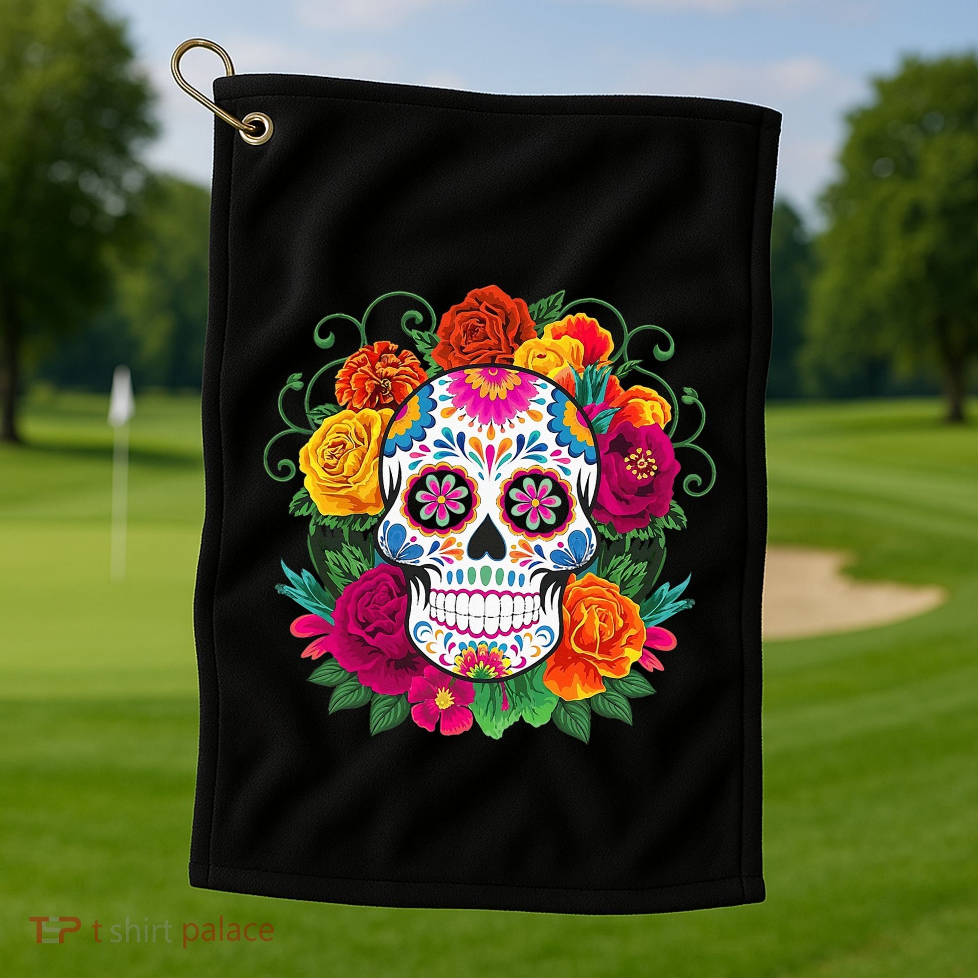 Dia De Los Muertos Costume Day Of The Dead Sugar Skull Golf Towel