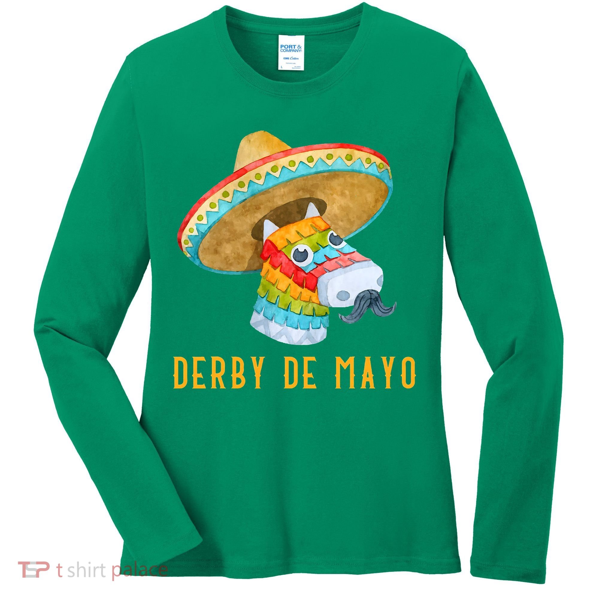 Derby de Mayo Kentucky Horse Race Mexico Pinata Mexican Women's Long Sleeve Shirt