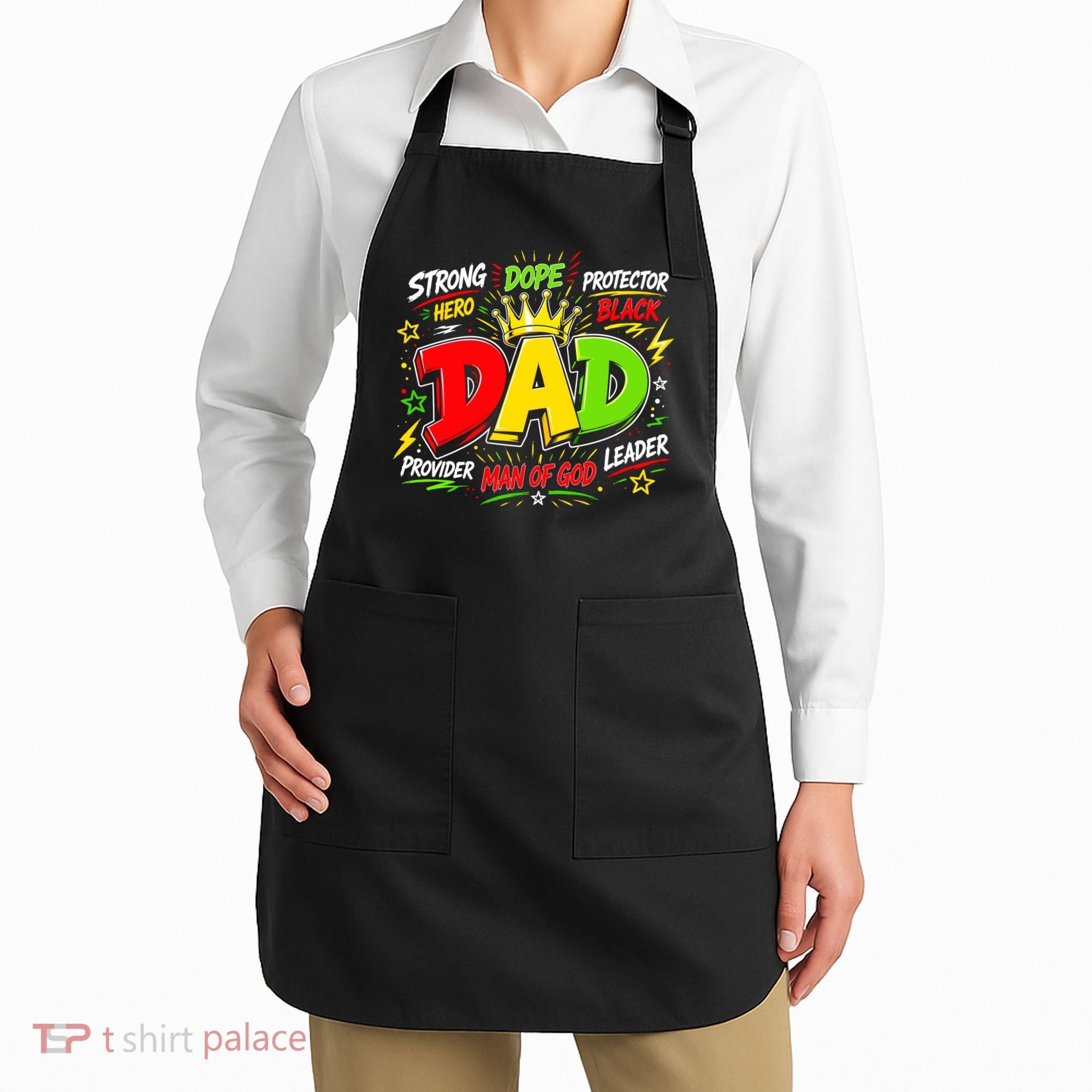Dope Dad Man Of God Fathers Day Gift For Black Dads Juneteenth Apron