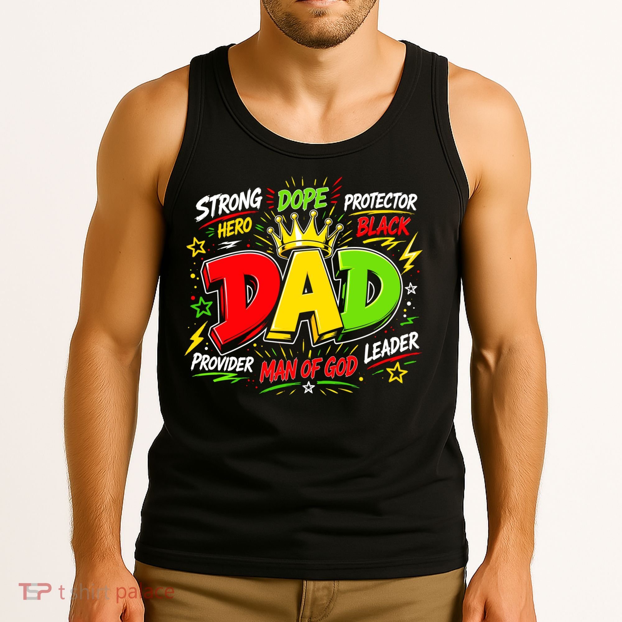 Dope Dad Man Of God Fathers Day Gift For Black Dads Juneteenth Tank Top
