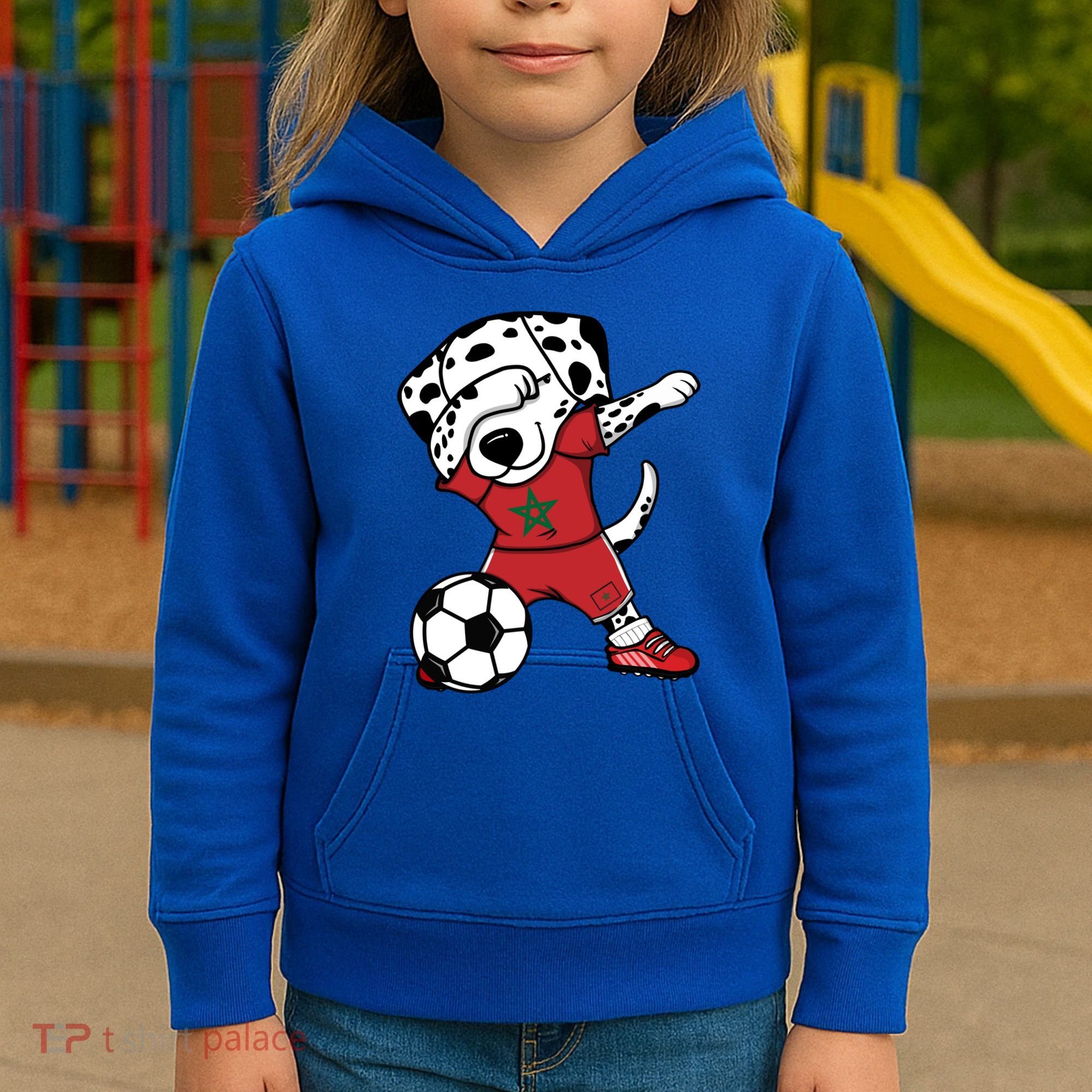 Dab Dalmatian Morocco Soccer Fans Jersey Moroccan Football Gift Kids Hoodie
