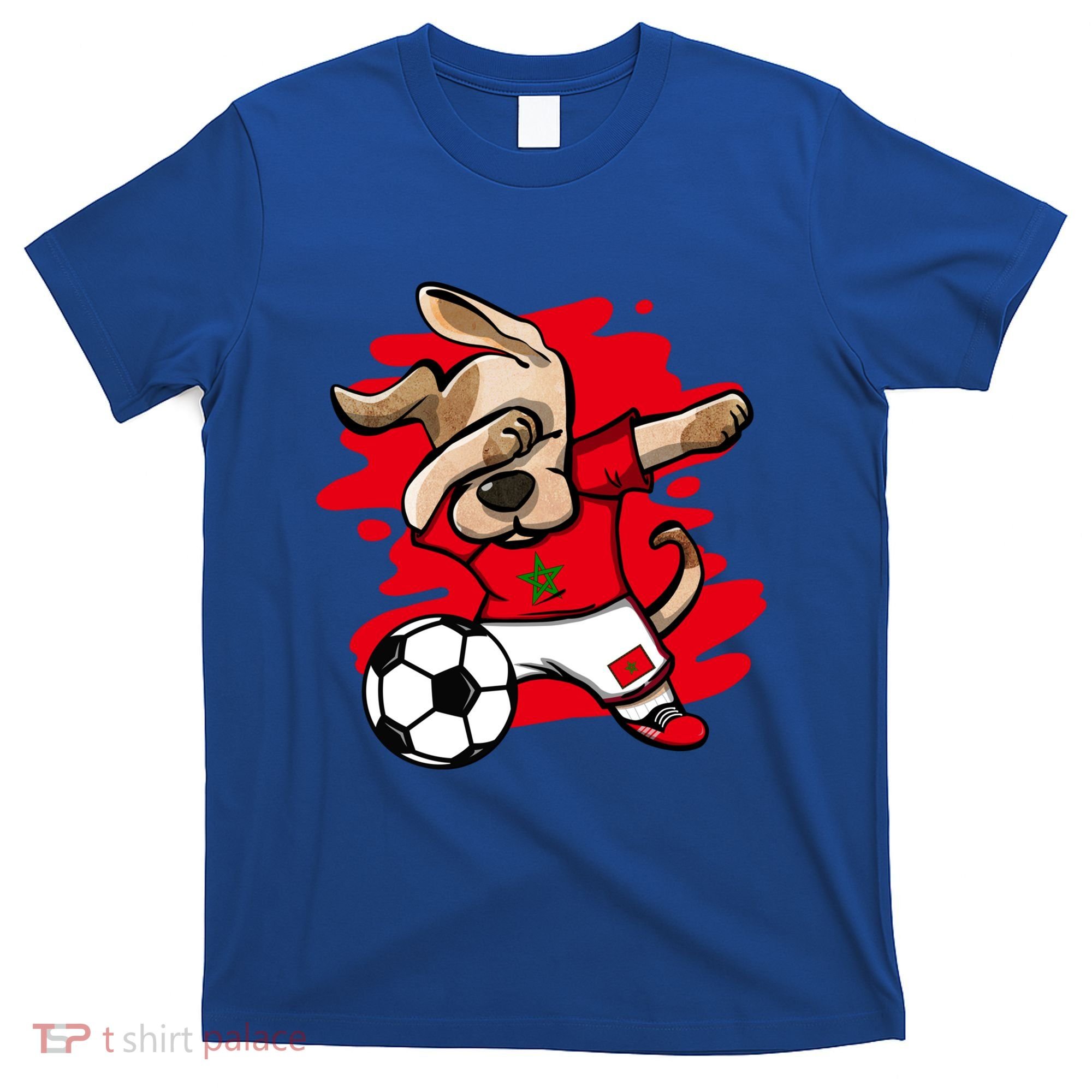 Dabbing Dog Morocco Soccer Fan Jersey Moroccan Flag Football Cool Gift T-Shirt