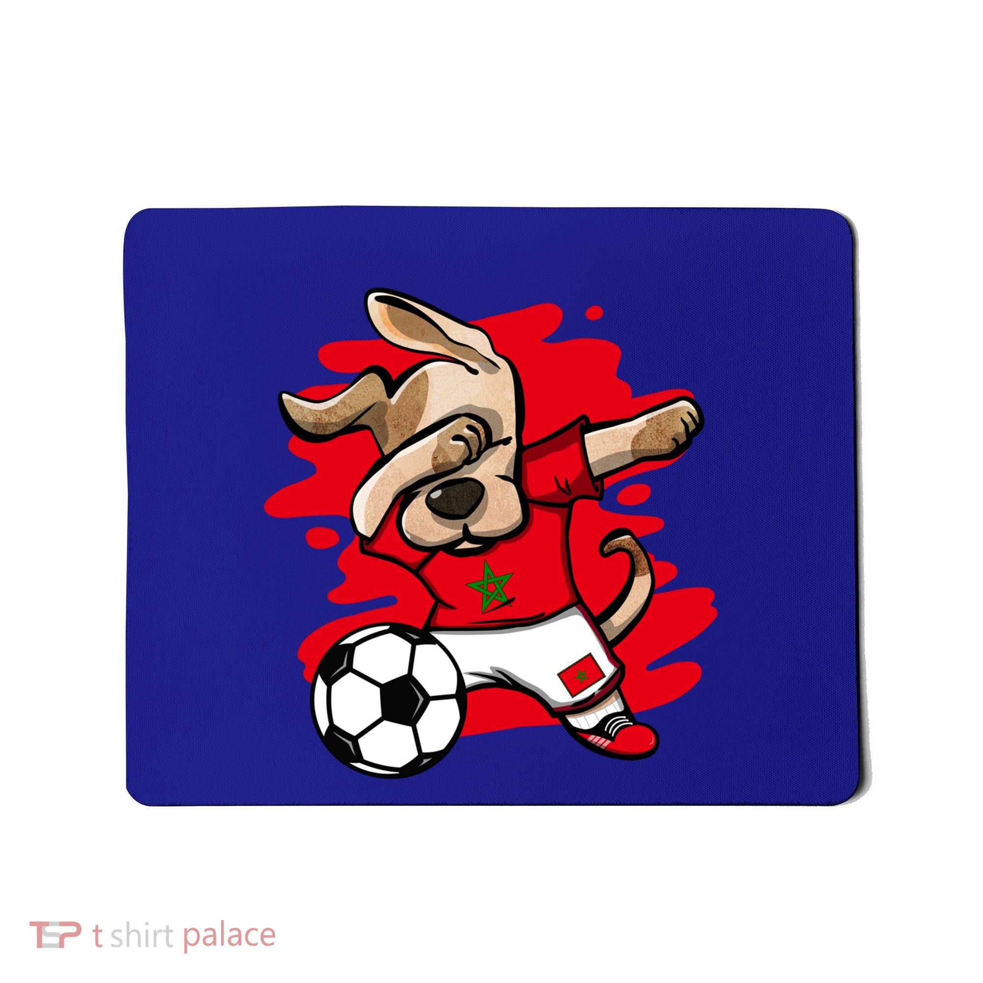 Dabbing Dog Morocco Soccer Fan Jersey Moroccan Flag Football Cool Gift Mousepad