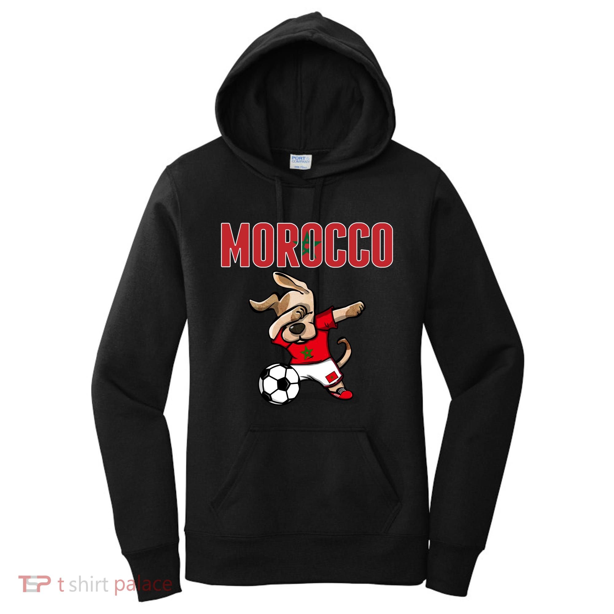 Dabbing Dog Morocco Soccer Fans Jersey Moroccan Football Funny Gift Women's Hoodie