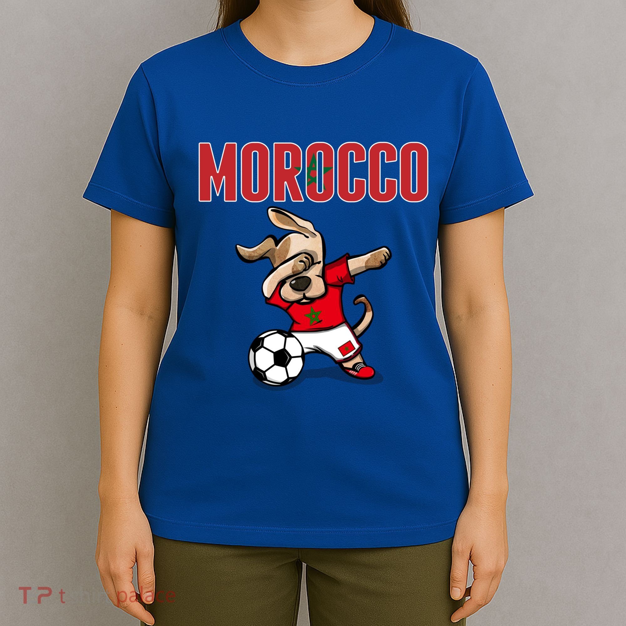 Dabbing Dog Morocco Soccer Fans Jersey Moroccan Football Funny Gift T-Shirt