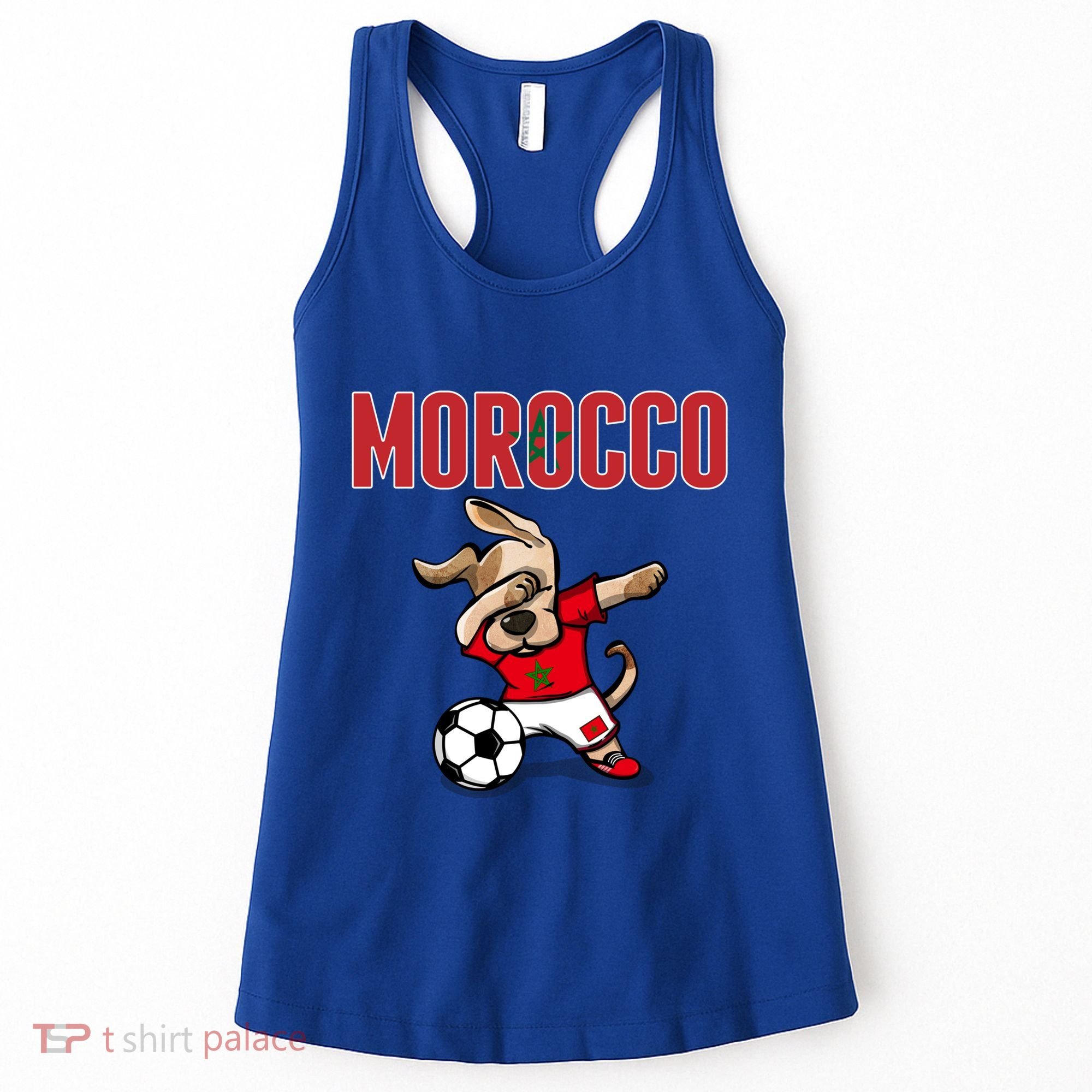Dabbing Dog Morocco Soccer Fans Jersey Moroccan Football Funny Gift Women's Tank Top